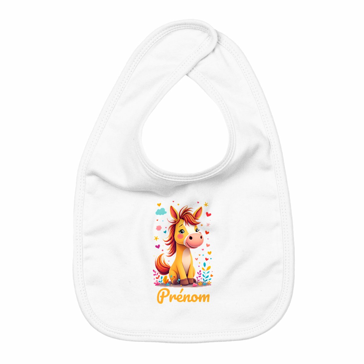 bavoir poney rigolo personnalisable - face_blanc