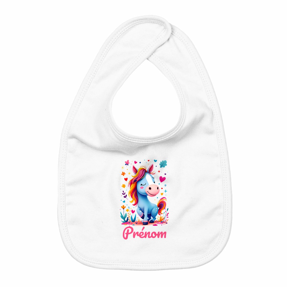 Bavoir ponette rêves colorés personnalisable - face_blanc