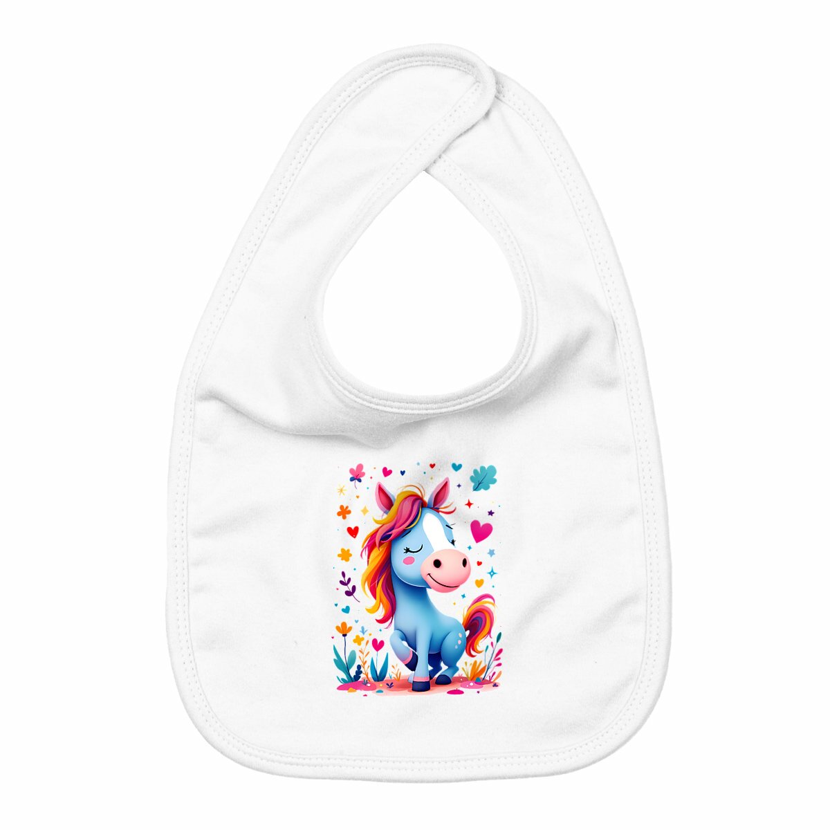 Bavoir ponette rêves colorés - face_blanc