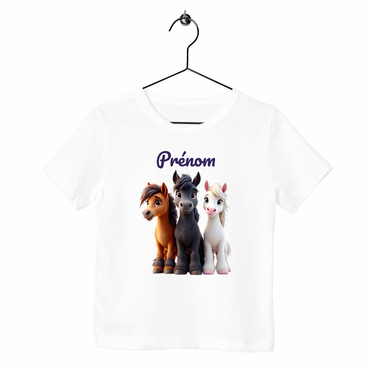 T-shirt Enfant Epais avec 3 Poneys - face_blanc