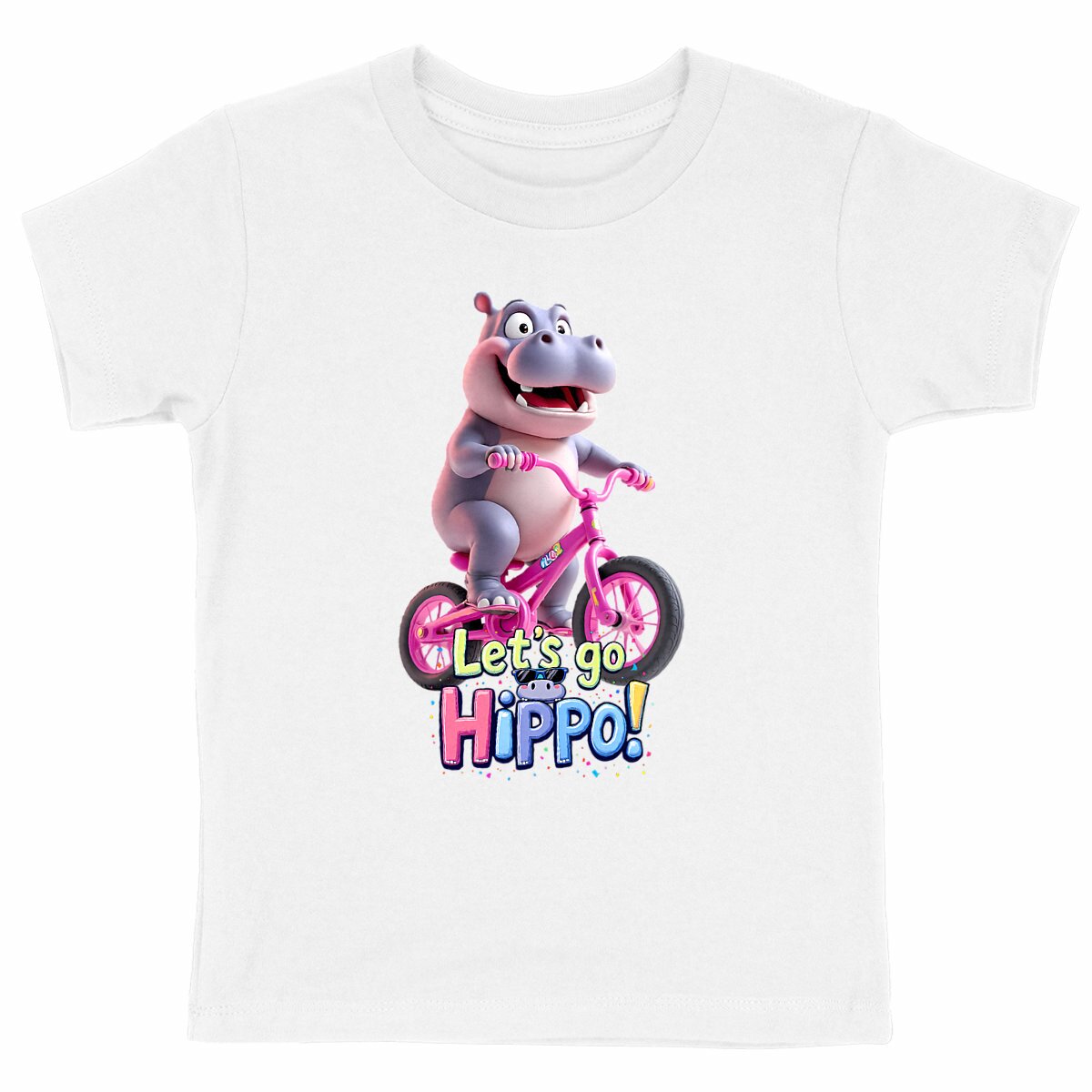 T-shirt enfant 100% coton bio "Let's go Hippo !" - face_blanc