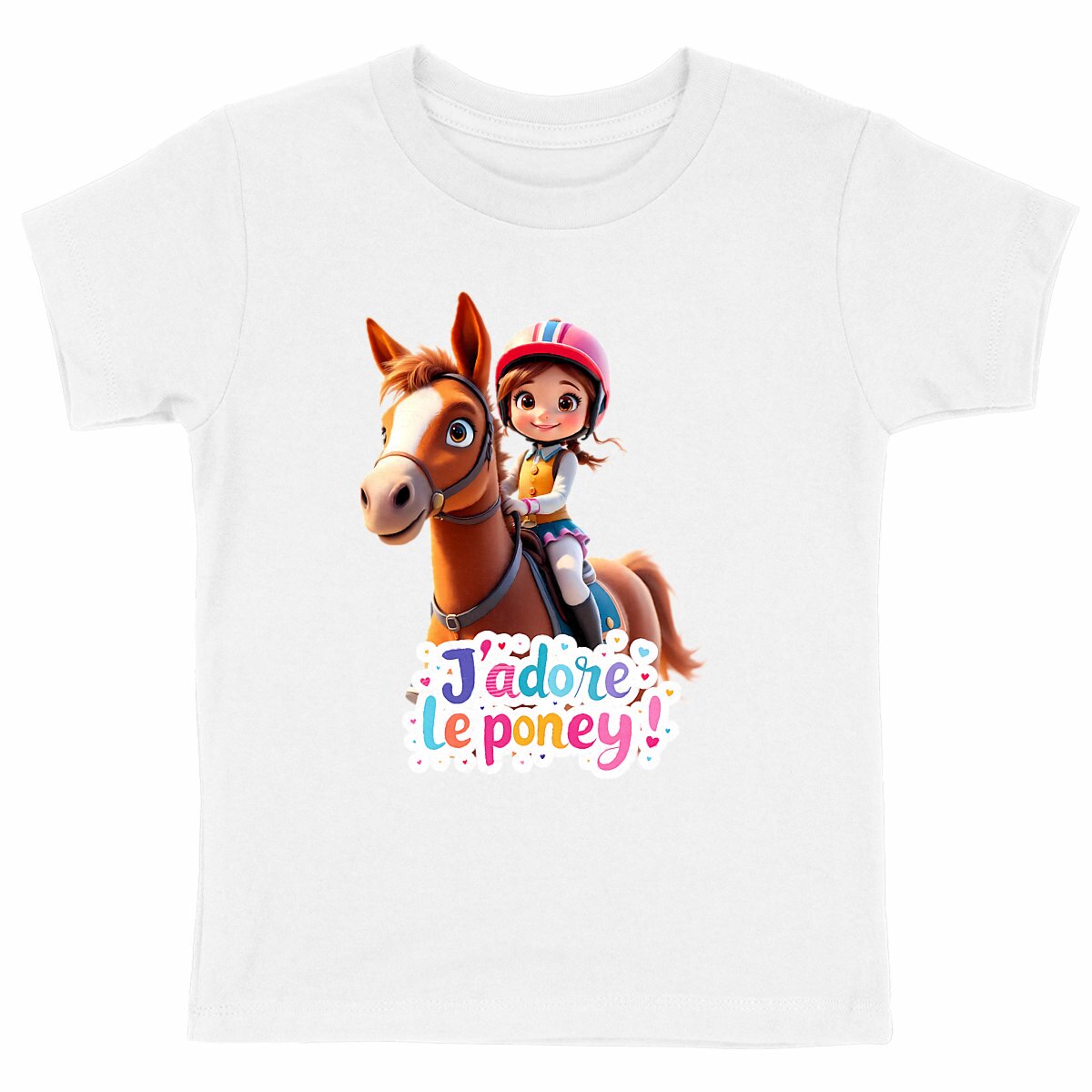 T-shirt 100% coton bio "J'adore le poney" - face_blanc
