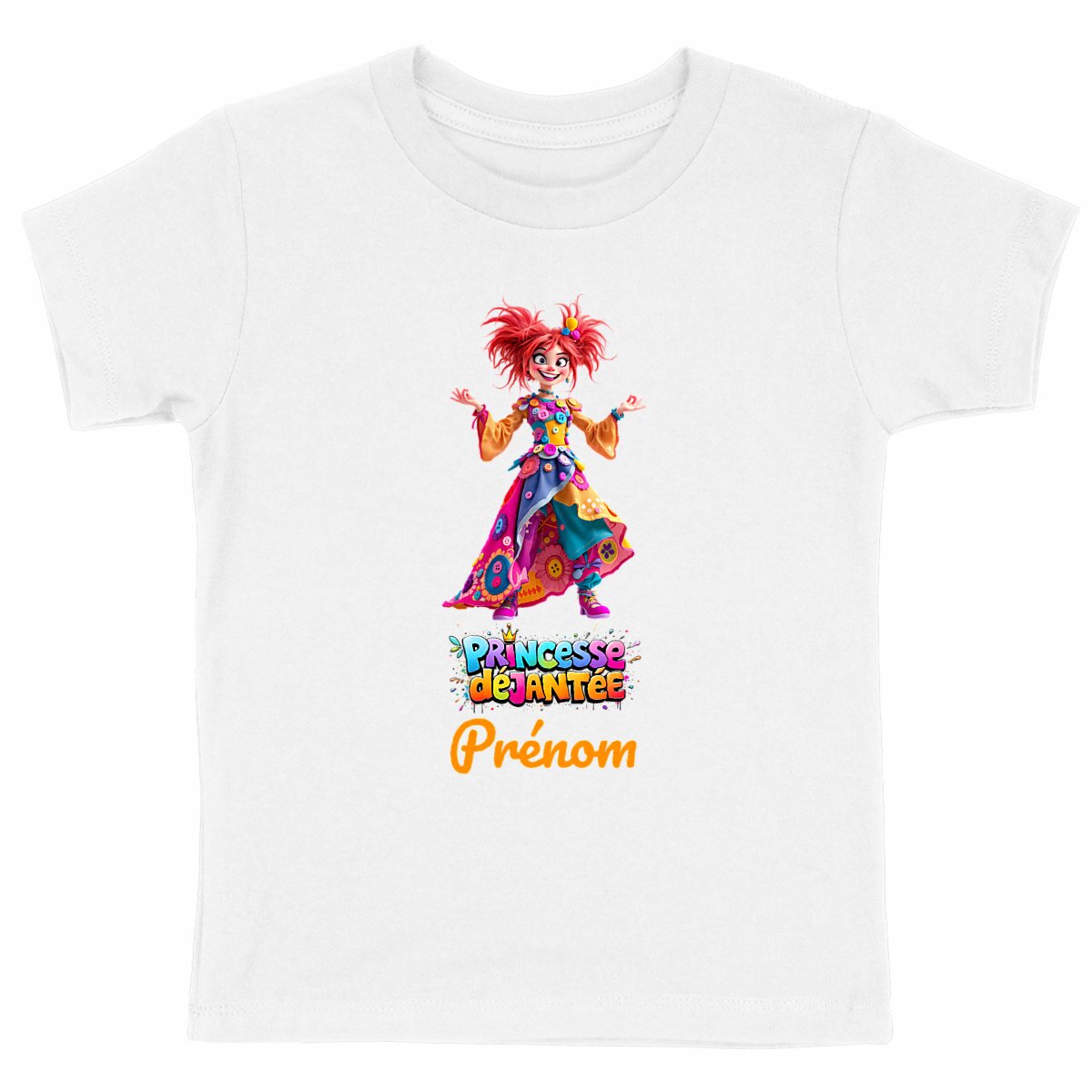 T-shirt enfant 100% coton bio "Princesse déjantée" - face_blanc