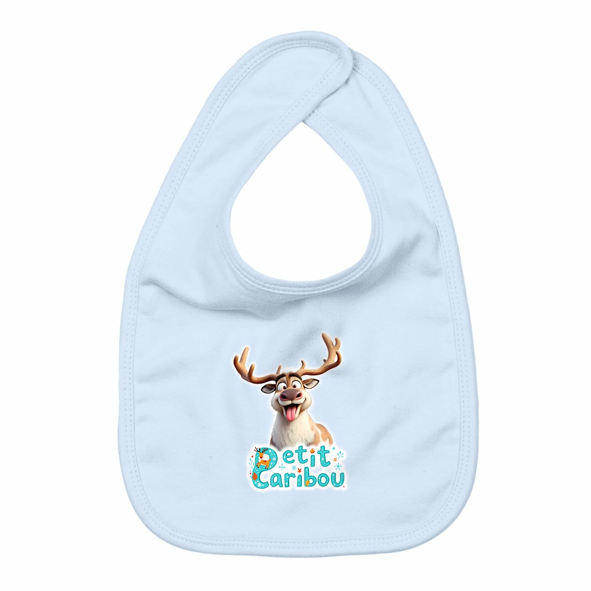 Bavoir Petit Caribou - face_bleu