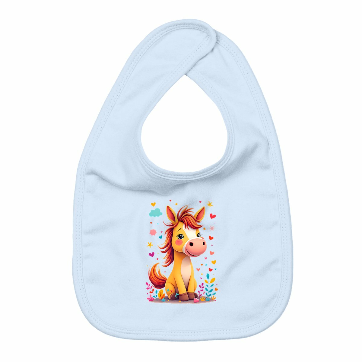 bavoir poney rigolo - face_bleu