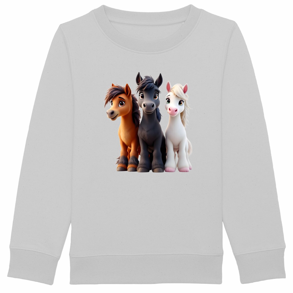 Sweat-shirt Epais Enfant 3 poneys - face_gris
