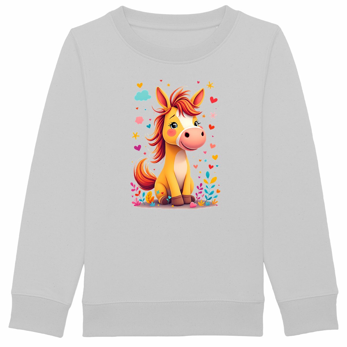 Sweat-shirt Epais Enfant Poney Rigolo - face_gris