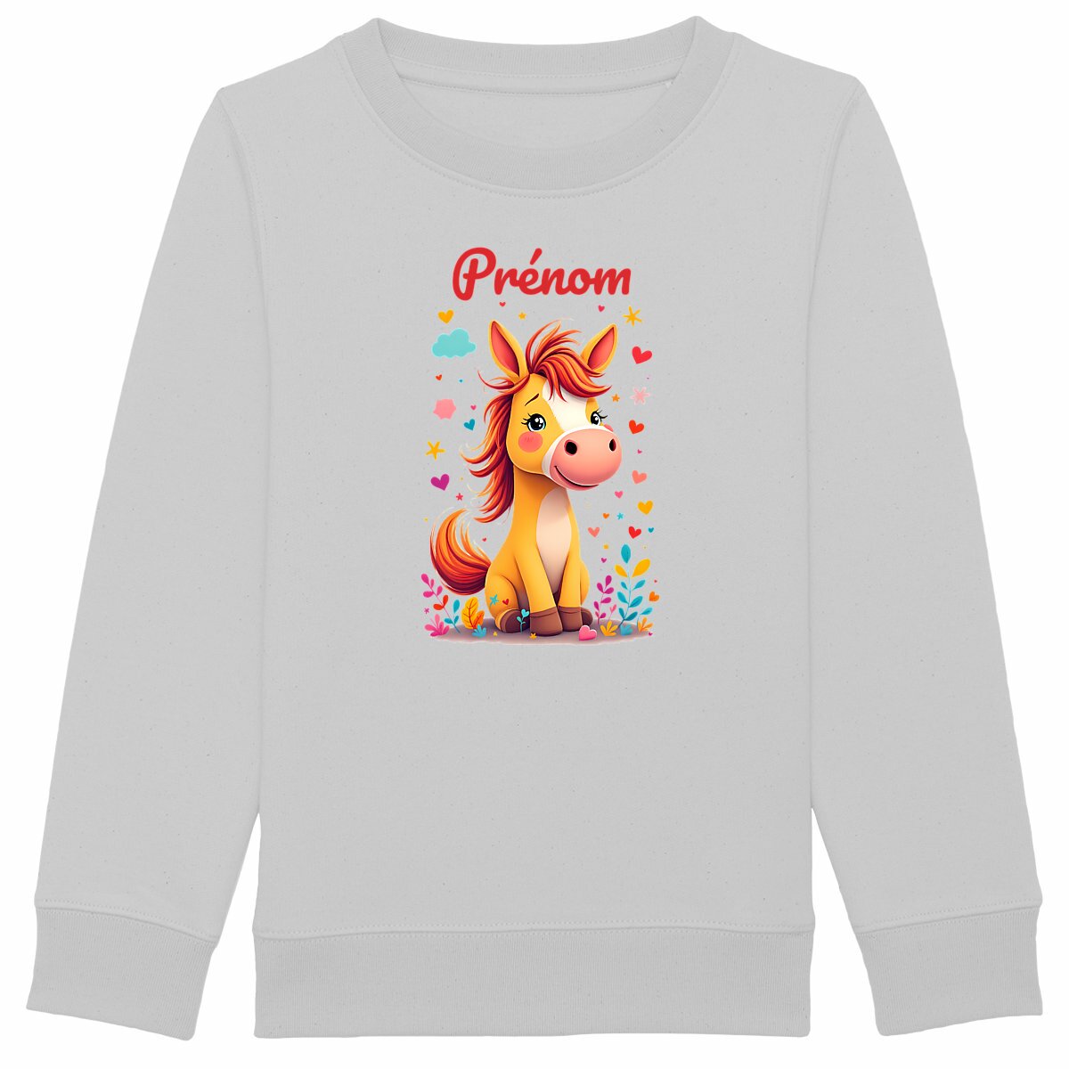 Sweat-shirt Epais Enfant Poney Rigolo personnalisé - face_gris