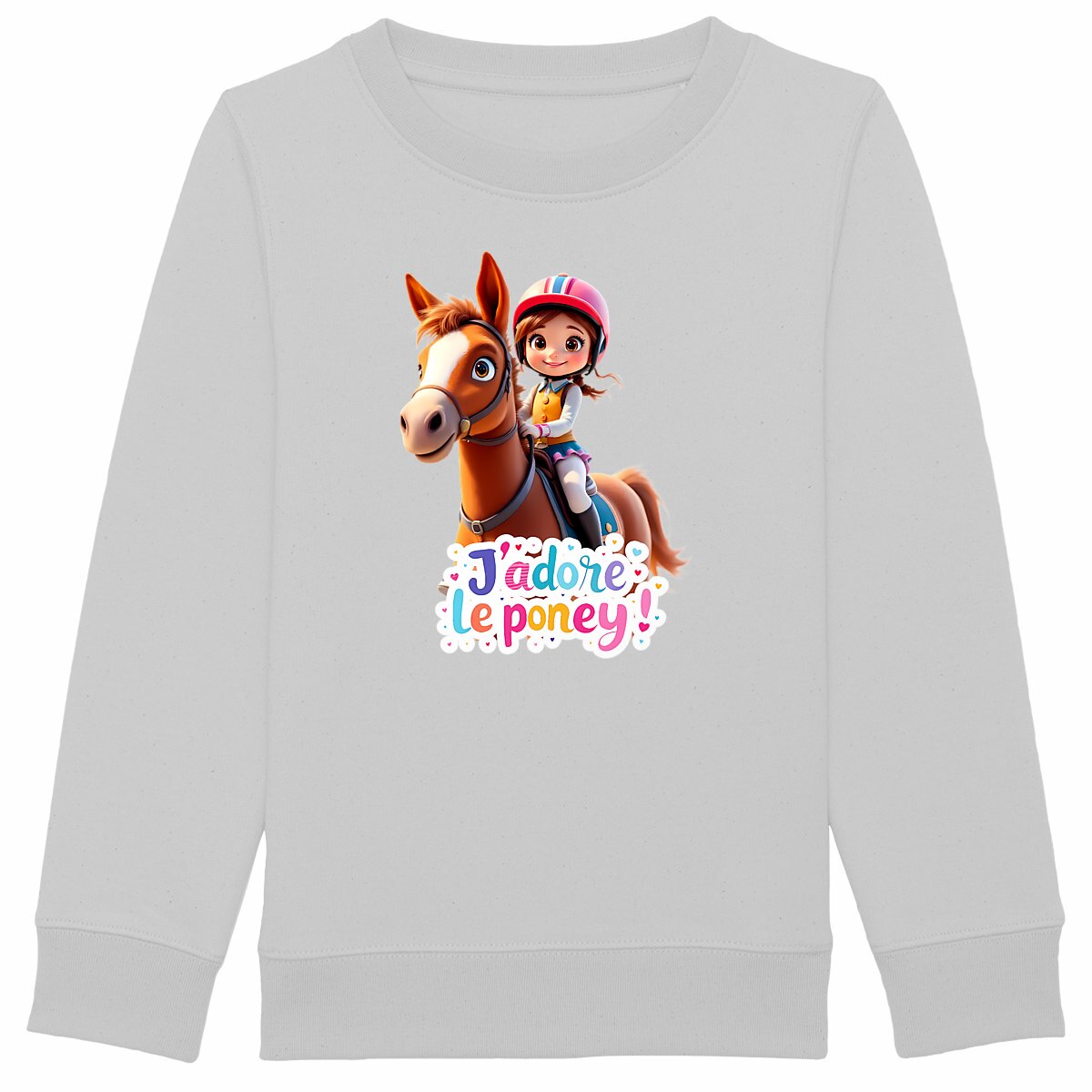 Sweat-shirt Epais Enfant J'adore le poney - face_gris
