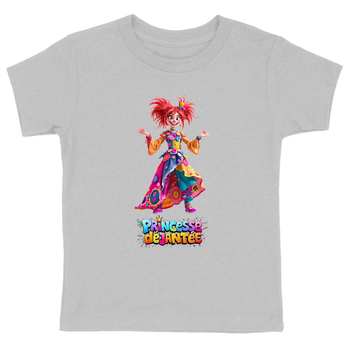 T-shirt Enfant Epais Princesse déjantée - face_gris