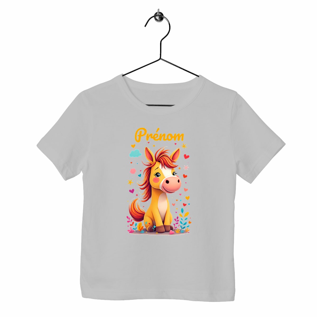 T-shirt Enfant Epais Poney Mignon - face_gris