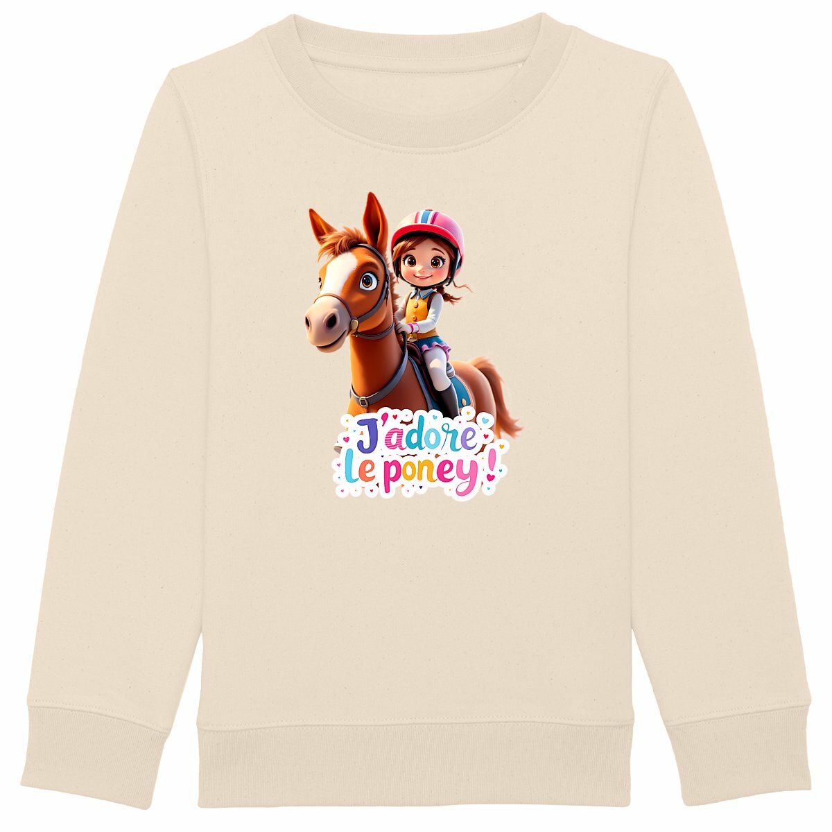 Sweat-shirt Epais Enfant J'adore le poney - face_ivoire
