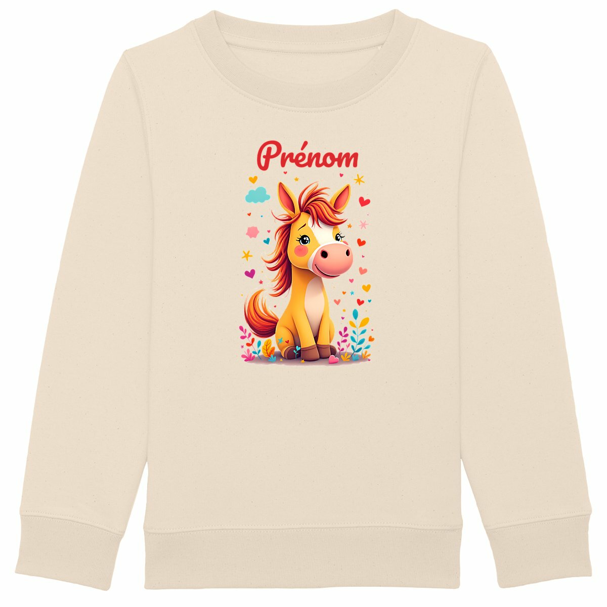 Sweat-shirt Epais Enfant Poney Rigolo personnalisé - face_ivoire