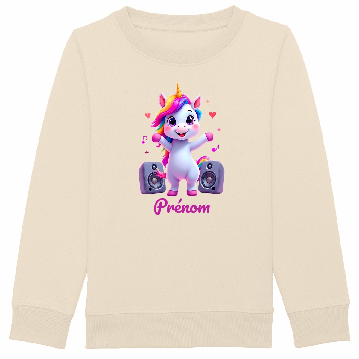 Sweat-shirt Epais Enfant Licorne Danseuse personnalisable - face_ivoire