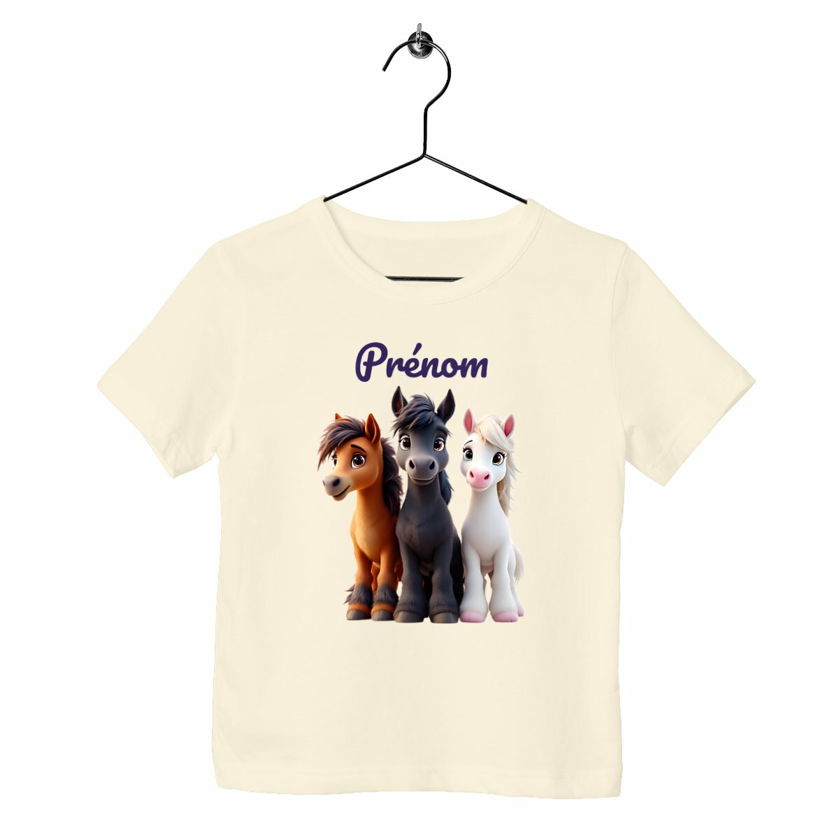 T-shirt Enfant Epais avec 3 Poneys - face_naturel