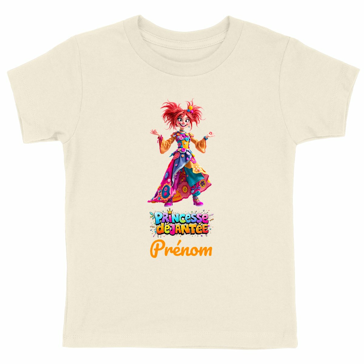 T-shirt enfant 100% coton bio "Princesse déjantée" - face_naturel