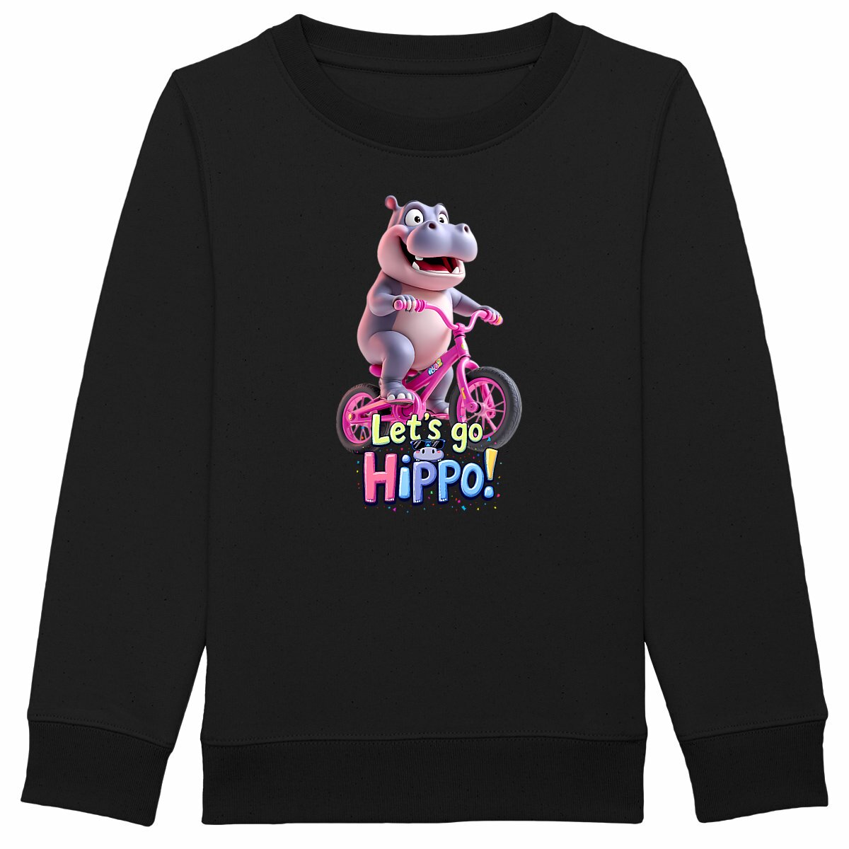 Sweat-shirt Epais Enfant Let's go hippo - face_noir