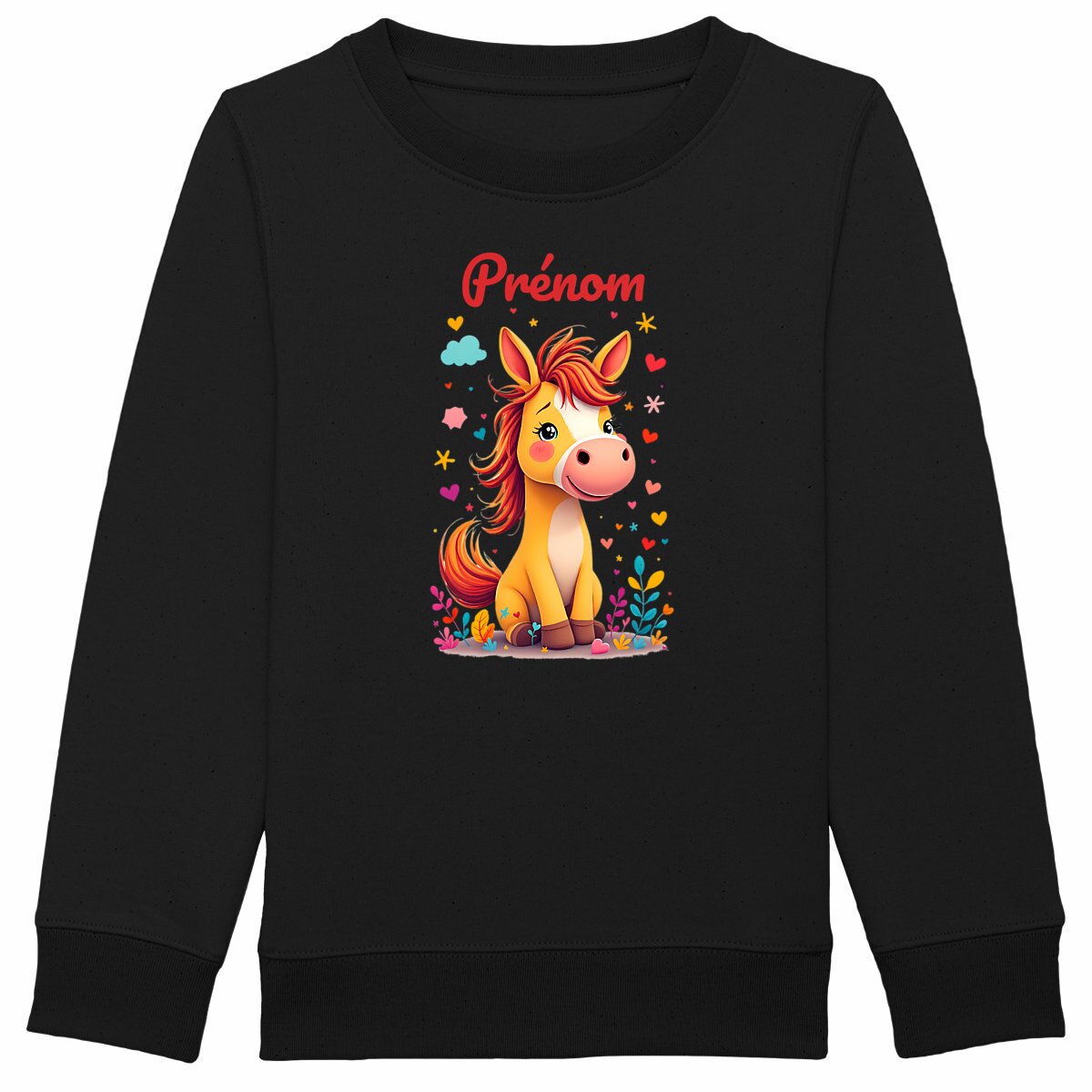 Sweat-shirt Epais Enfant Poney Rigolo personnalisé - face_noir