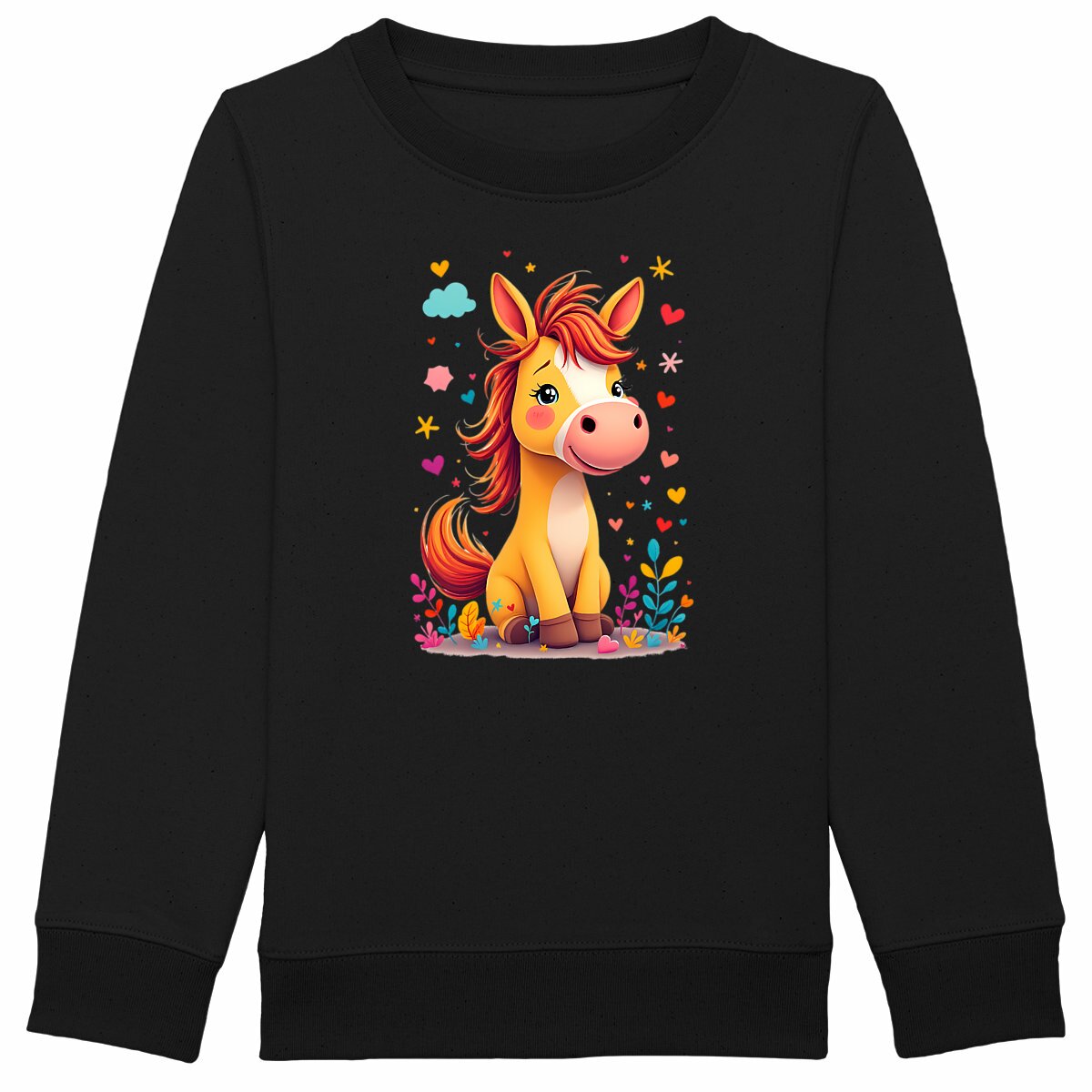 Sweat-shirt Epais Enfant Poney Rigolo - face_noir