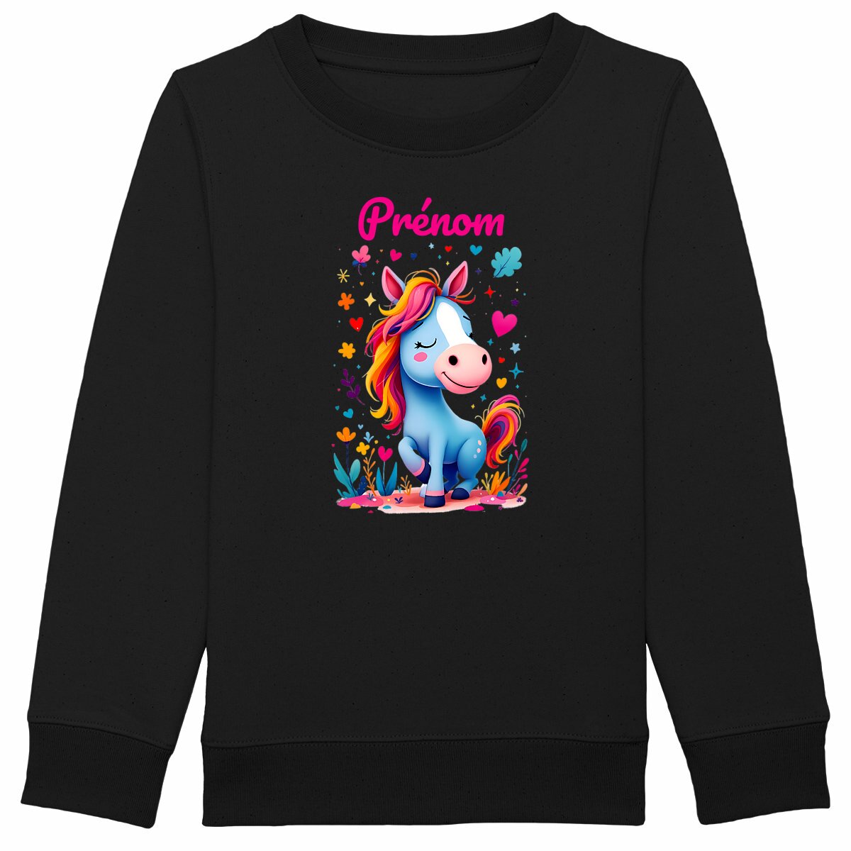 Sweat-shirt Epais Enfant La Ponette des Rêves Colorés personnalisable - face_noir