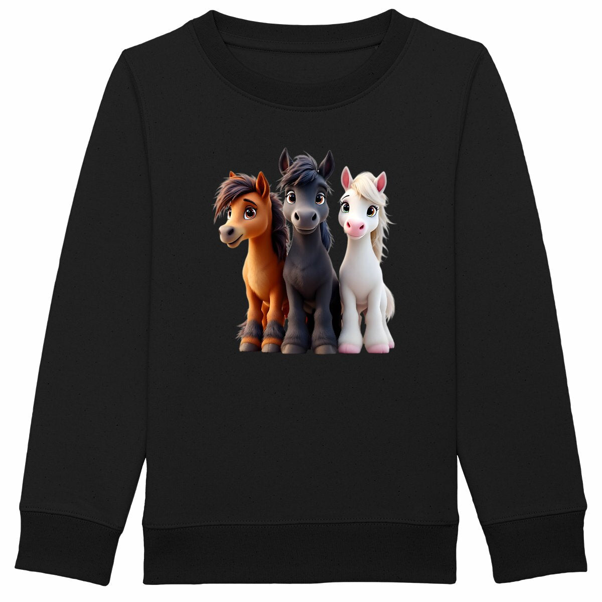 Sweat-shirt Epais Enfant 3 poneys - face_noir