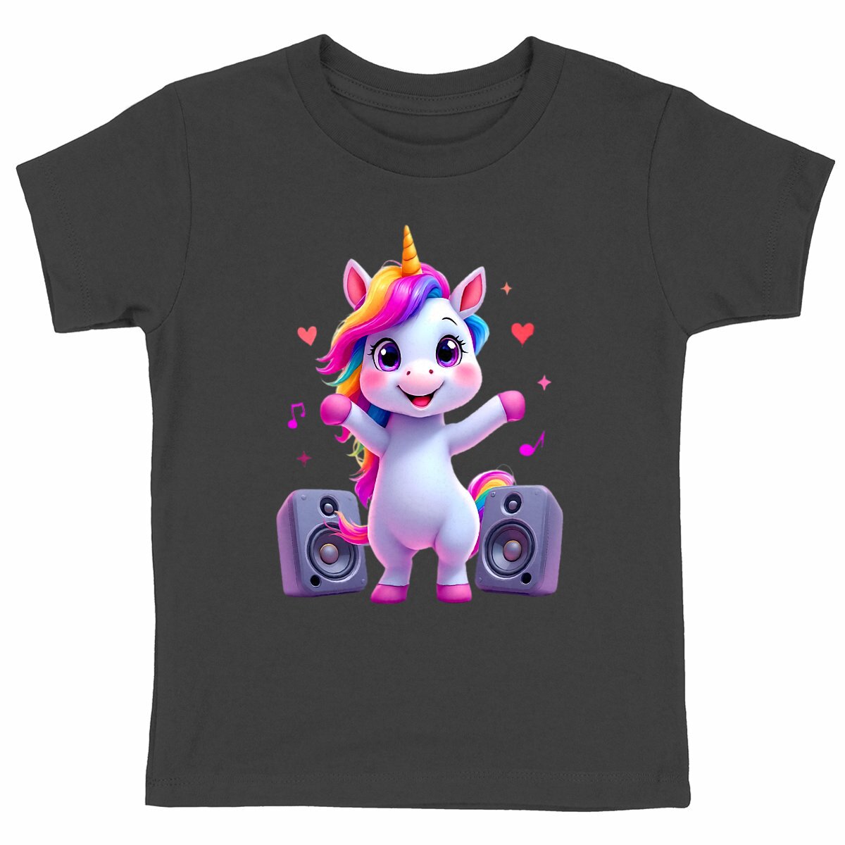 T-shirt Enfant Epais Licorne danse - face_noir