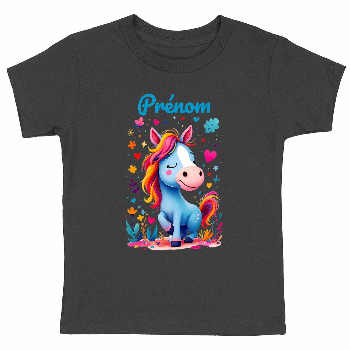 T-shirt Enfant Epais Poney Mignon2 - face_noir