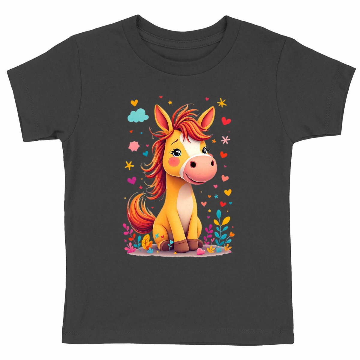 T-shirt Enfant Epais Poney Rigolo - face_noir