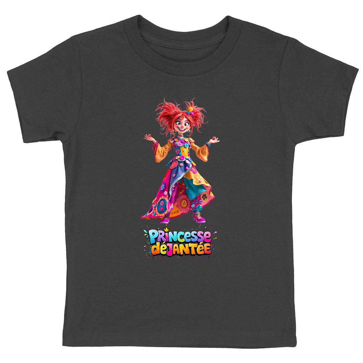 T-shirt Enfant Epais Princesse déjantée - face_noir