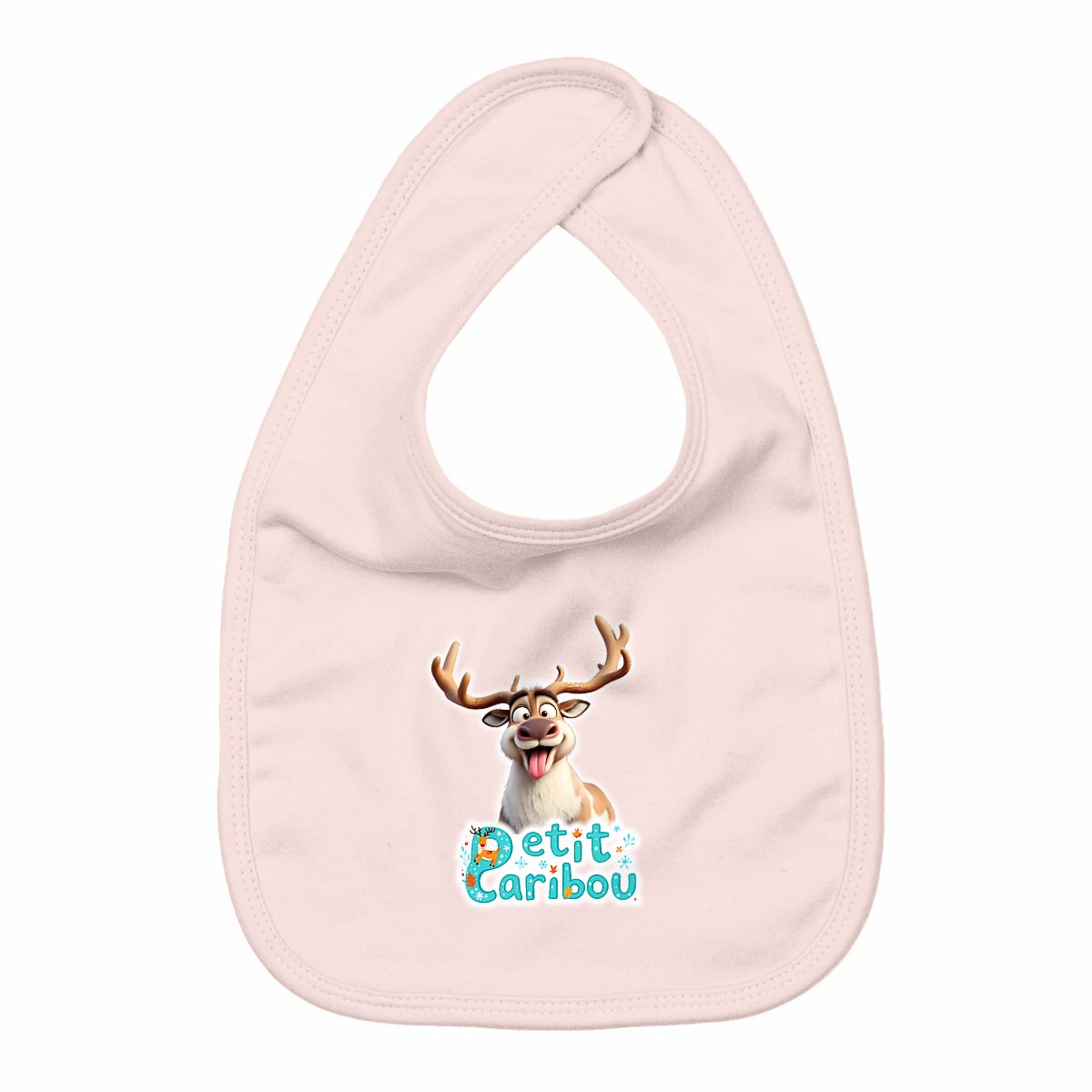 Bavoir Petit Caribou - face_rose