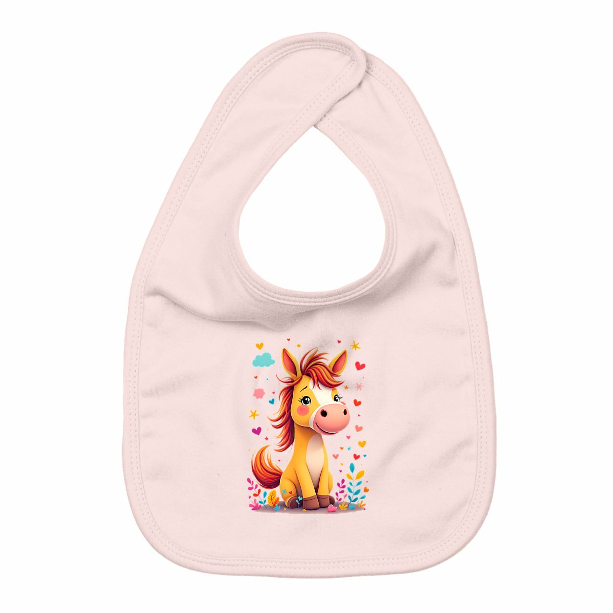 bavoir poney rigolo - face_rose