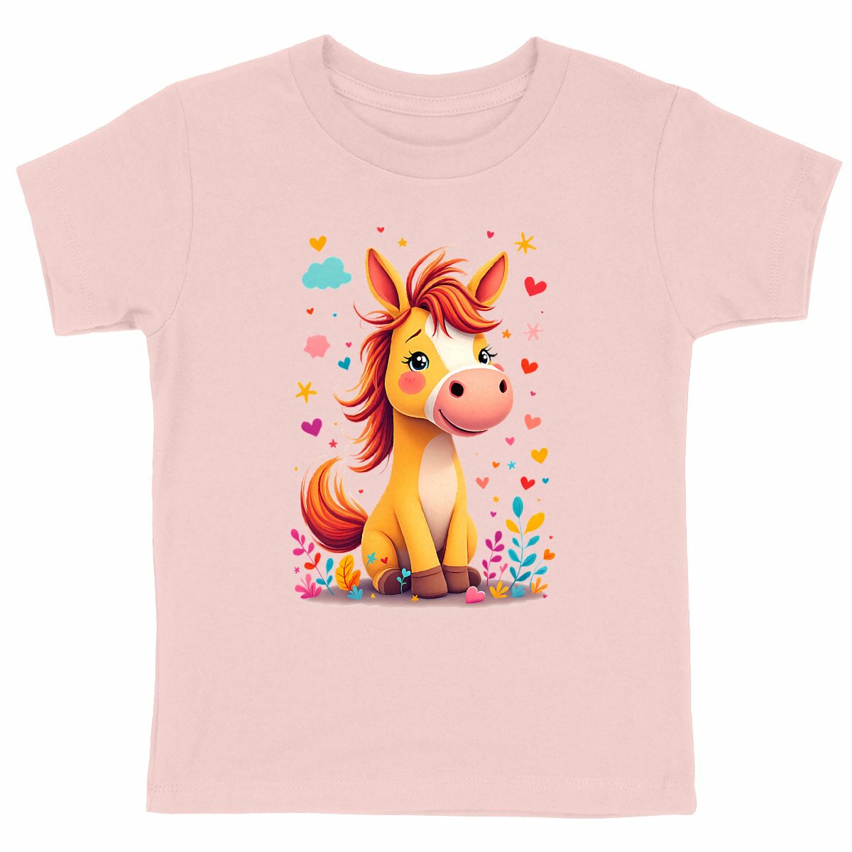 T-shirt Enfant Epais Poney Rigolo - face_rose