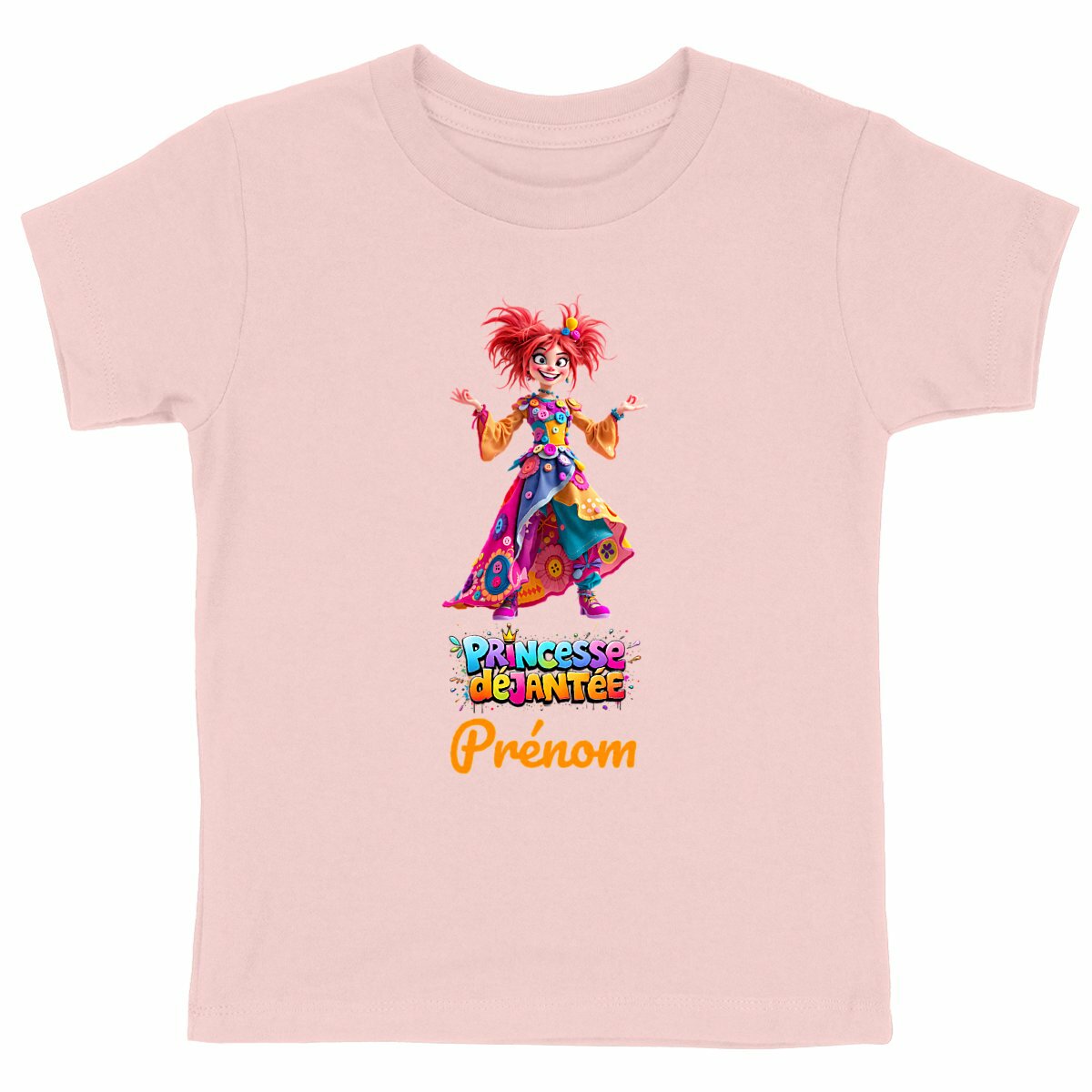 T-shirt enfant 100% coton bio "Princesse déjantée" - face_rose