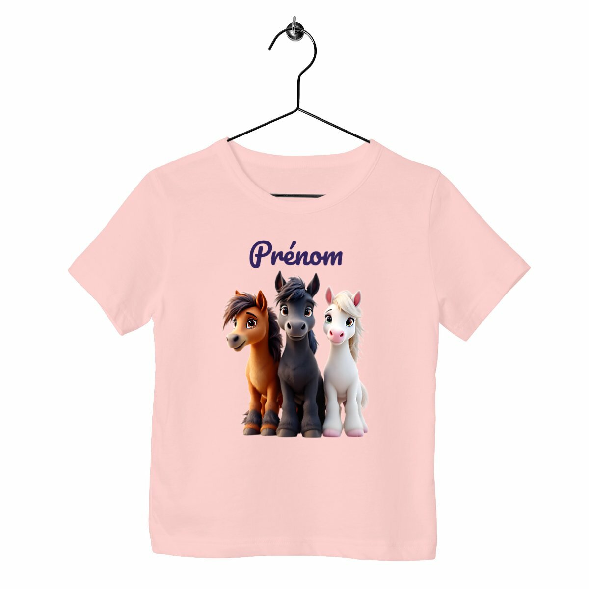 T-shirt Enfant Epais avec 3 Poneys - face_rose