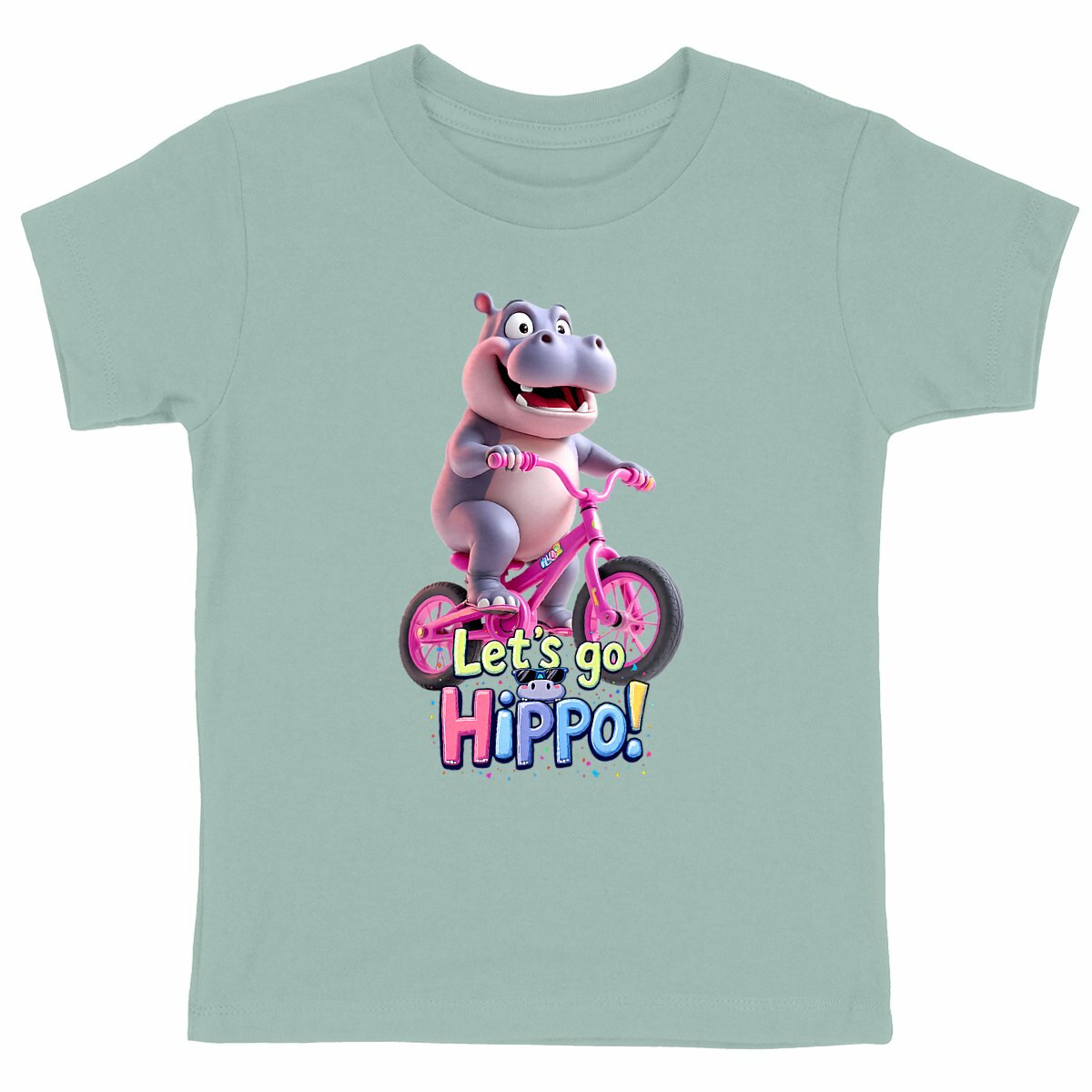 T-shirt enfant 100% coton bio "Let's go Hippo !" - face_vert
