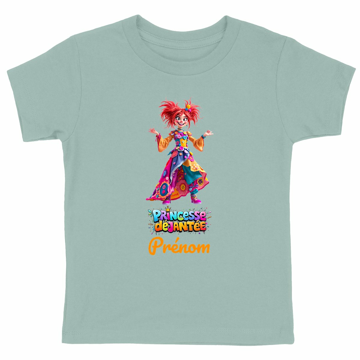 T-shirt enfant 100% coton bio "Princesse déjantée" - face_vert