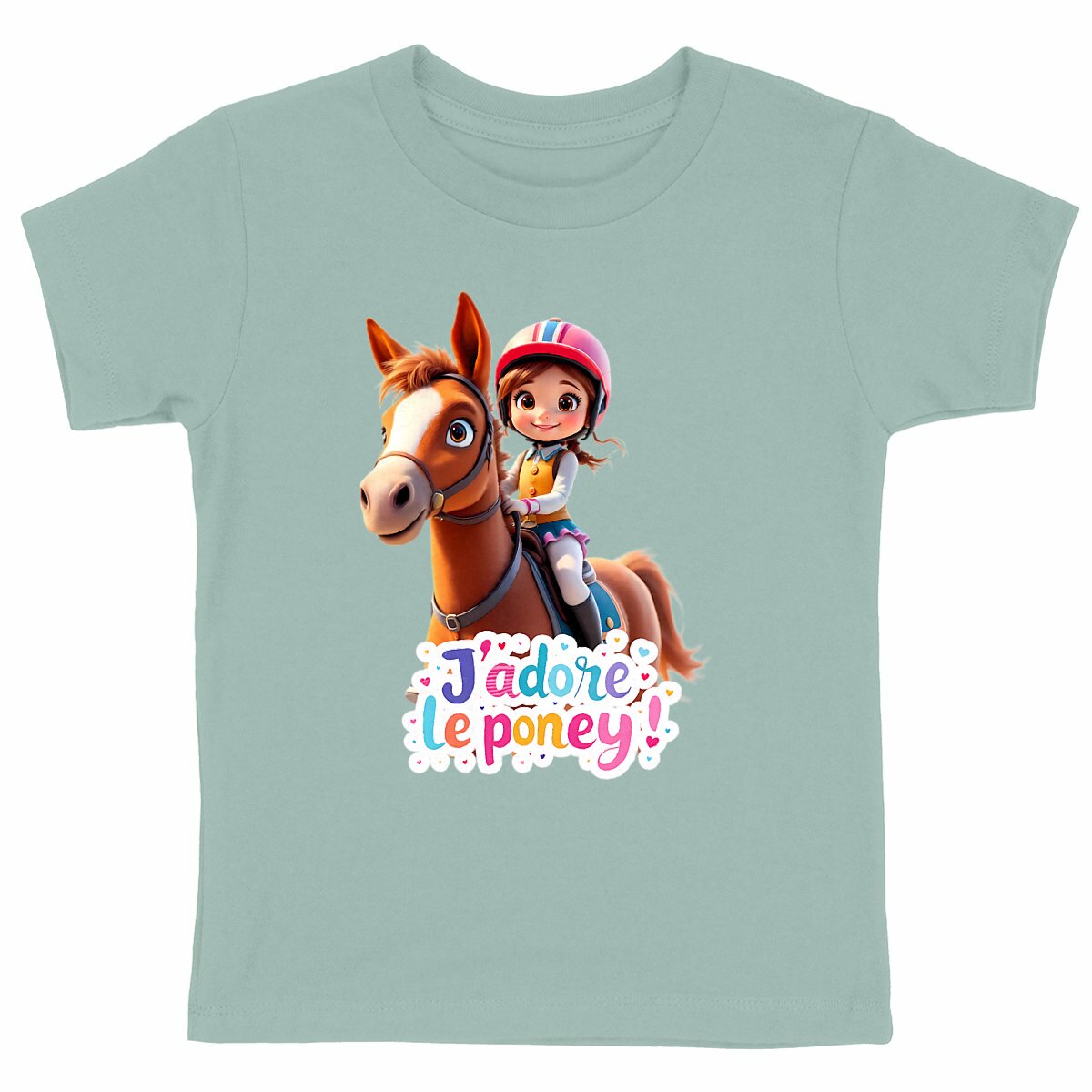 T-shirt 100% coton bio "J'adore le poney" - face_vert